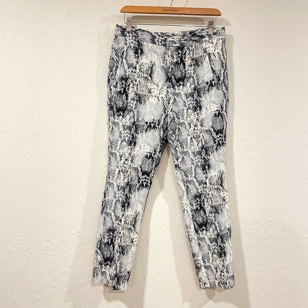 ~ ZARA Basic MED Snakeskin Pattern High Rise White Grey Black Cream Lightweight